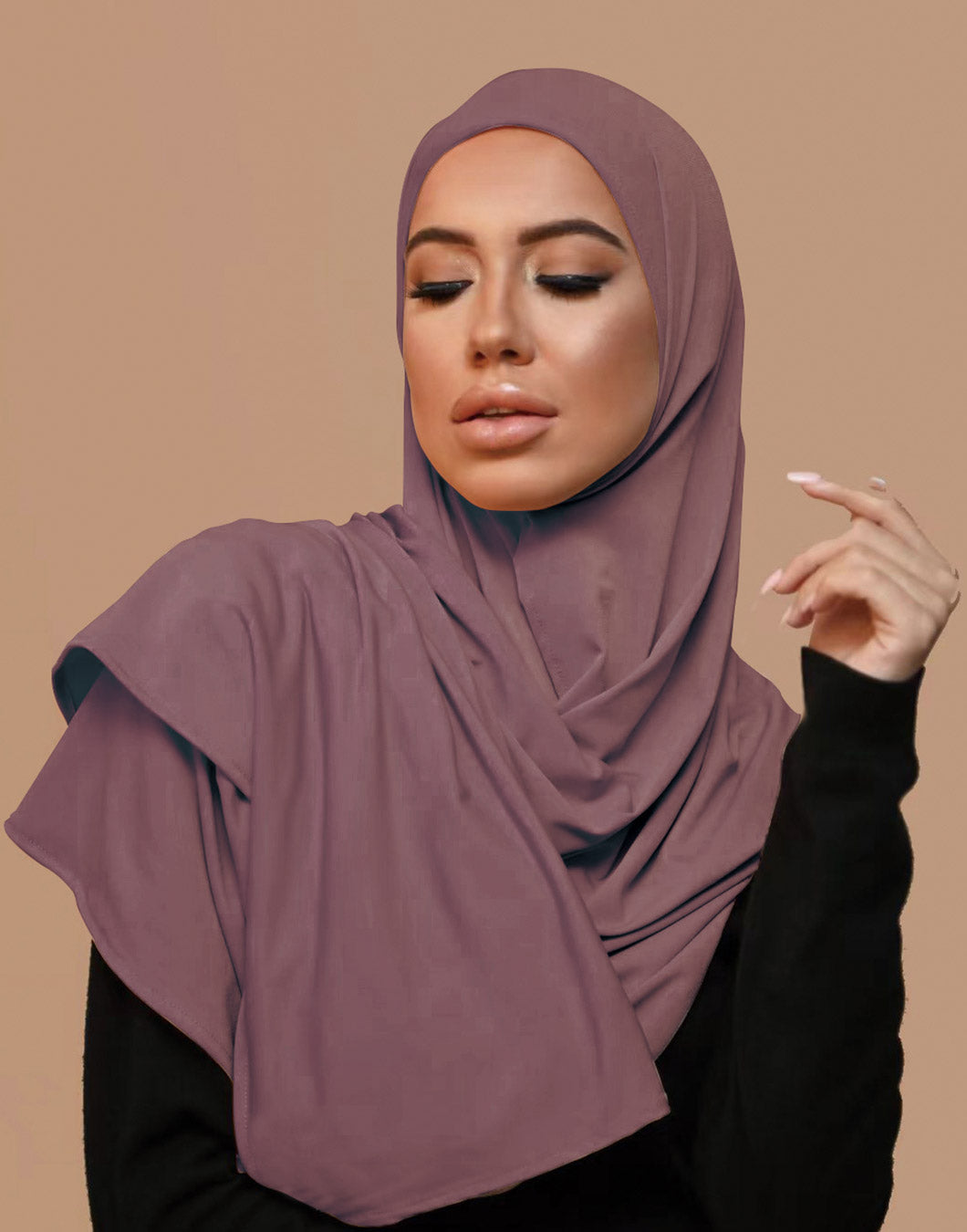 Breathable Premium Jersey Hijab Light Aubergine